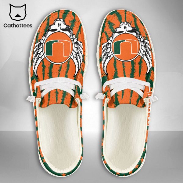 TRENDING NCAA Miami Hurricanes Custom Name Hey Dude Shoes