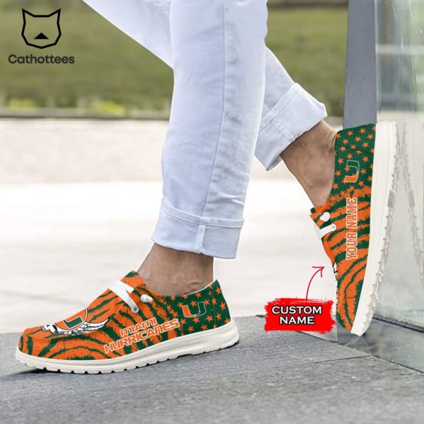 TRENDING NCAA Miami Hurricanes Custom Name Hey Dude Shoes