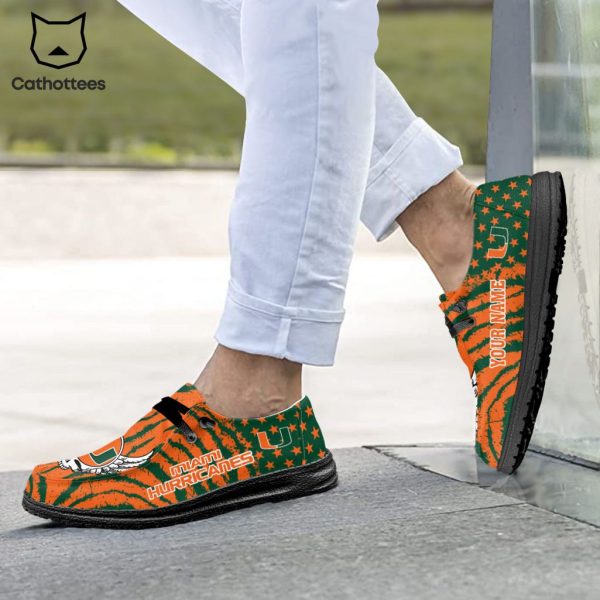 TRENDING NCAA Miami Hurricanes Custom Name Hey Dude Shoes