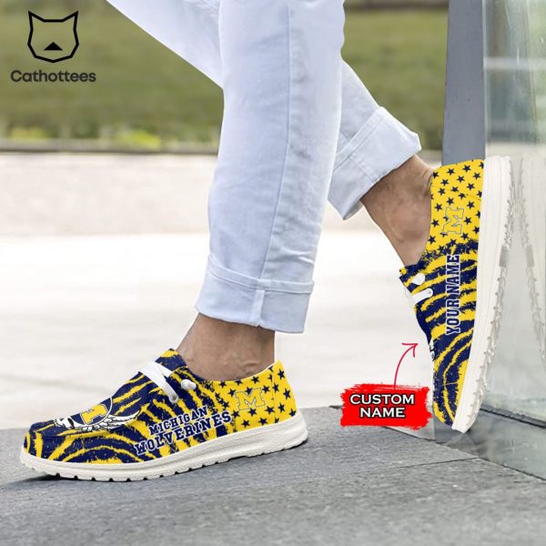 TRENDING NCAA Michigan Wolverines Custom Name Hey Dude Shoes