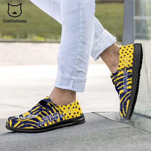 TRENDING NCAA Michigan Wolverines Custom Name Hey Dude Shoes