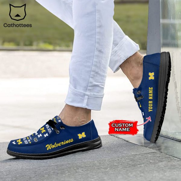 TRENDING NCAA Michigan Wolverines Custom Name Hey Dude Shoes