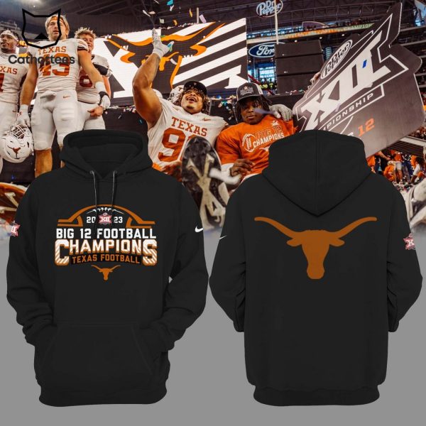 2023 Big 12 Champions Texas Football Mascot Black Design 3D Hoodie