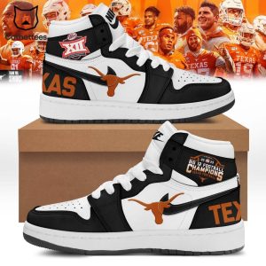 2023 Big 12 Football Champions Texas Longhorns Nike Logo Black White Design Air Jordan 1 High Top