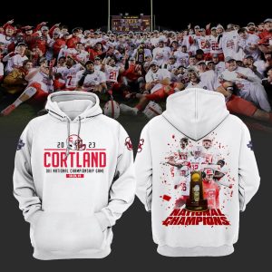2023 Cortland Red Dragons National Champions White Design 3D Hoodie