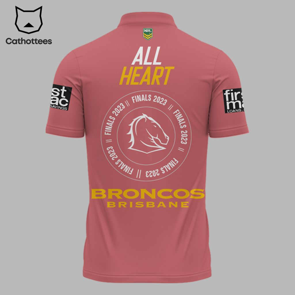 All Heart Finals 2023 Brisbane Broncos KIA Logo Pink NFL Design 3D Polo Shirt