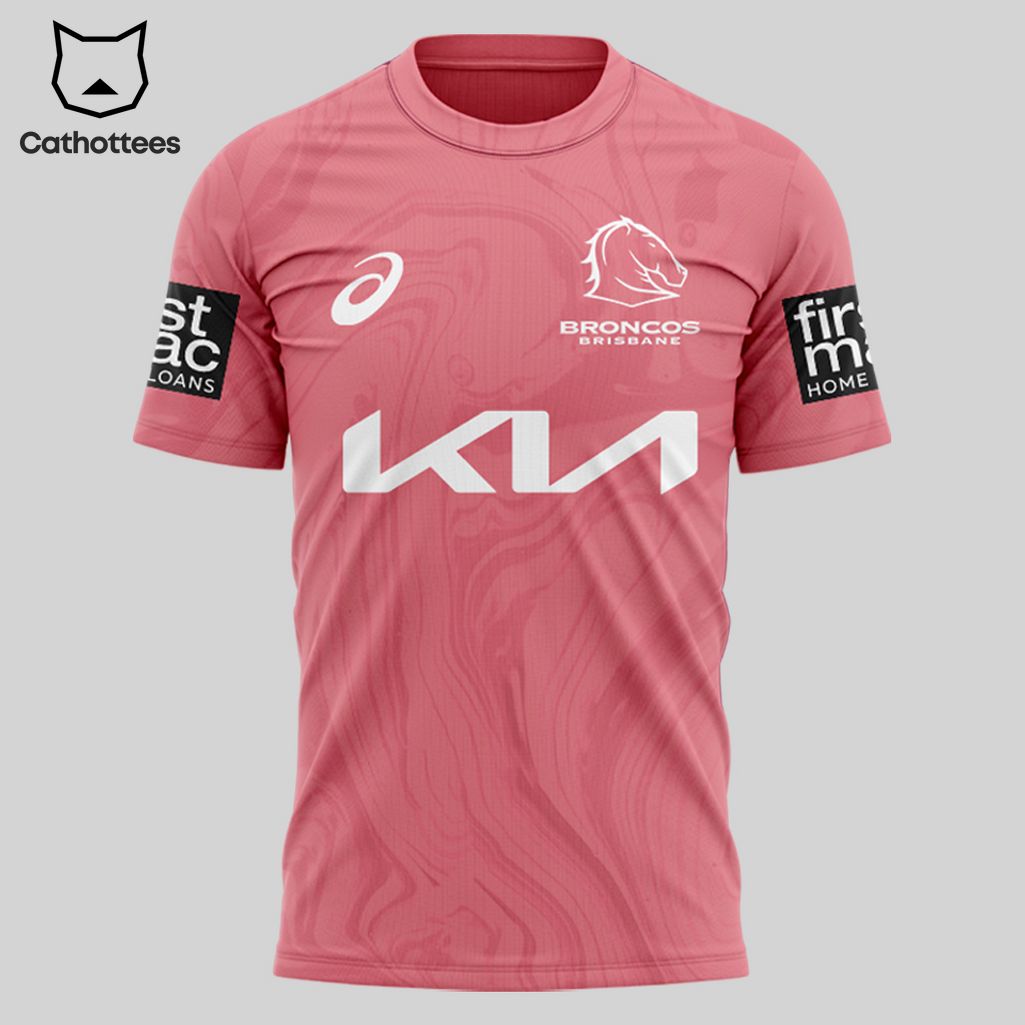 All Heart Finals 2023 Brisbane Broncos NRL Logo Pink Design 3D T-Shirt