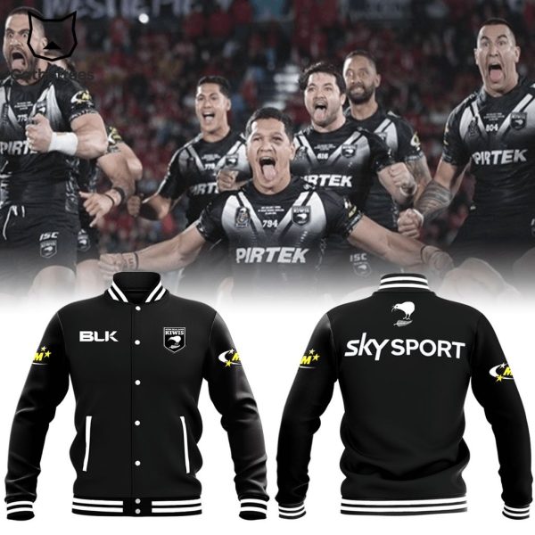 BLK Kiwis NZRL New Zealand National Rugby League Black Logo Design Baseball Jacket