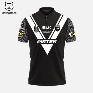 BLK Pirtek Champions 2023 New Zealand National Rugby League Kiwis Team Black Design Polo Shirt