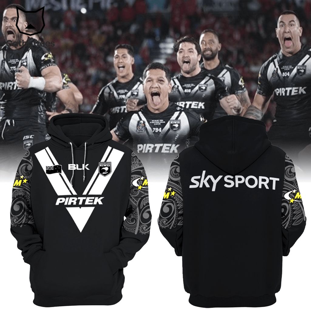 BLK Pirtek Kiwis NZRL New Zealand National Rugby League  Sky Sport Black Design 3D Hoodie Longpant Cap Set