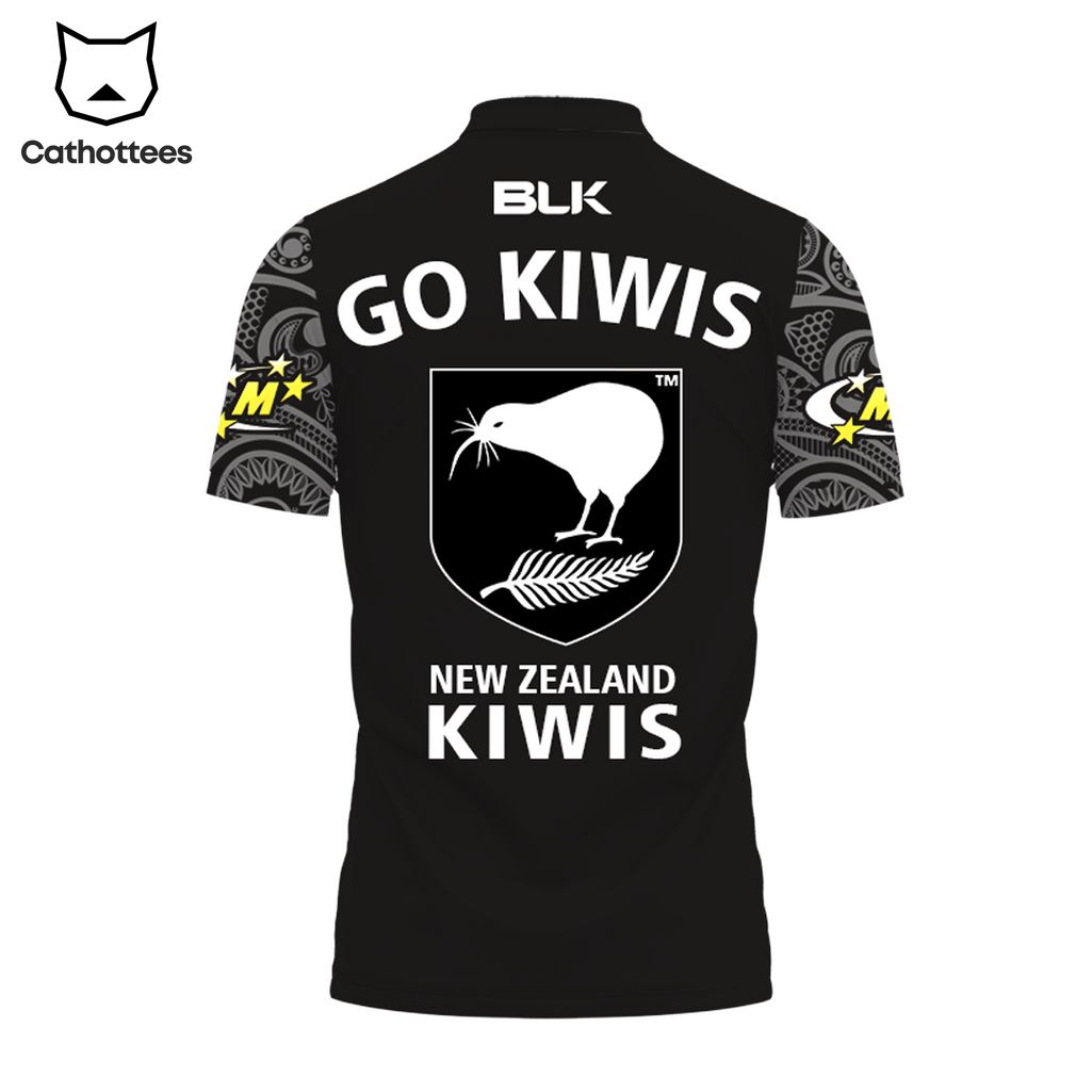 BLK Pirtek Kiwis NZRL New Zealand National Rugby League Team Black Design 3D Polo Shirt