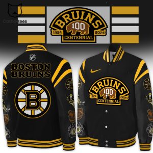 Boston Bruins 100 Centennial 1924 2024 Black Design Baseball Jacket