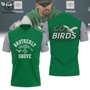 Brotherly Shove Philadelphia Eagles Kelly Green Go Birds NFL Logo Design 3D Polo Shirt