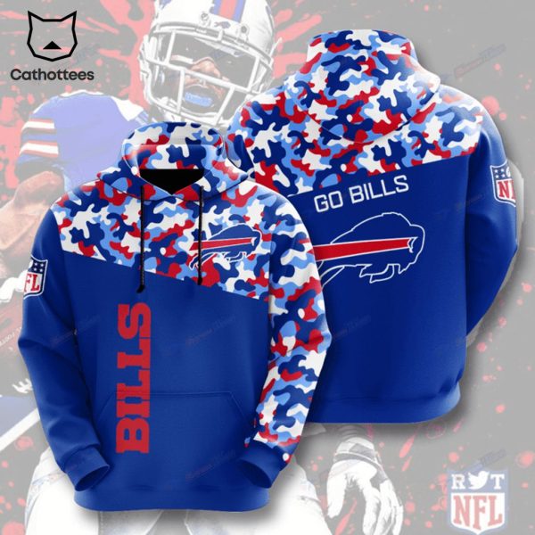 Buffalo Bills Go Bills Blue NFL Logo Design 3D Hoodie