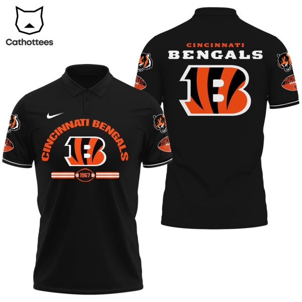 Cincinnati Bengals 1967 Mascot Design Black 3D Polo Shirt