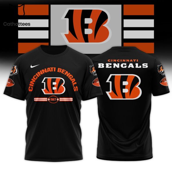 Cincinnati Bengals 1967 Nike Logo Black Design 3D T-Shirt