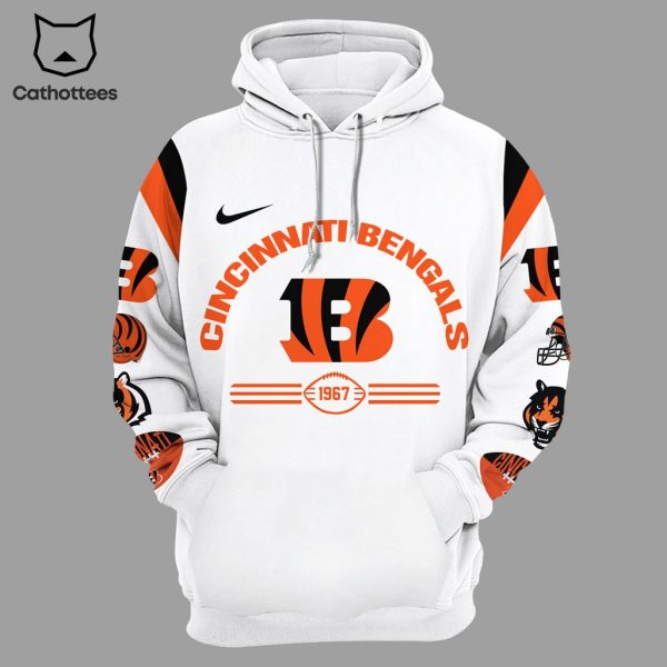 Cincinnati Bengals 1967 Nike Logo White Design 3D Hoodie