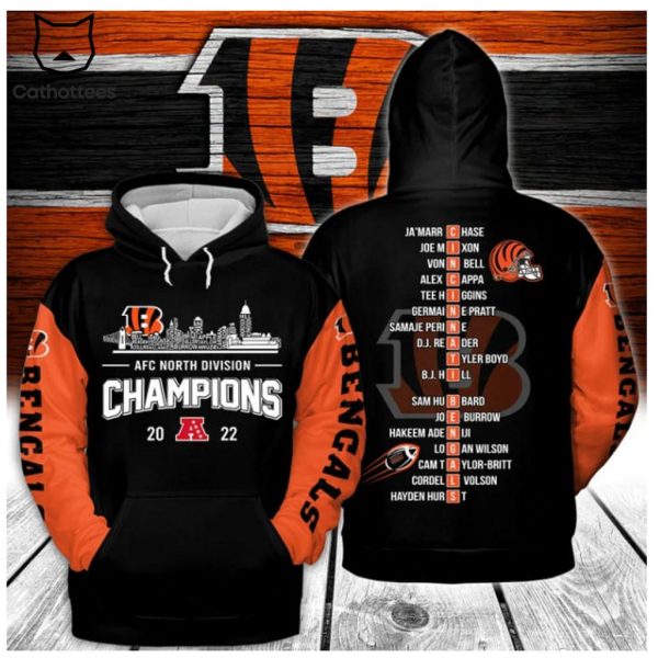 Cincinnati Bengals AFC North Division Champions Design 3D T-Shirt