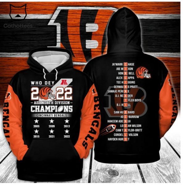 Cincinnati Bengals AFC North Division Champions Mascot Design 3D T-Shirt