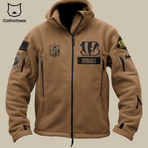 Cincinnati Bengals Bearskin Brown Logo Design 3D Hoodie