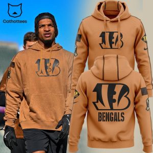 Cincinnati Bengals NFL Salute To Service Veteran Brown Design 3D Hoodie