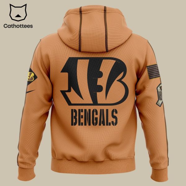 Cincinnati Bengals NFL Salute To Service Veteran Brown Design 3D Hoodie