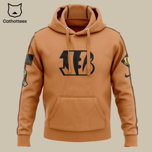 Cincinnati Bengals NFL Salute To Service Veteran Brown Design 3D Hoodie