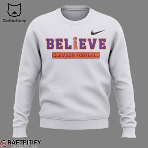 Clemson Tigers Football Believe Tigers White Nike Logo Design 3D Sweater