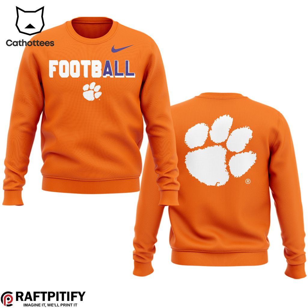 Clemson Tigers Football Orange Nike Logo Design 3D Sweater