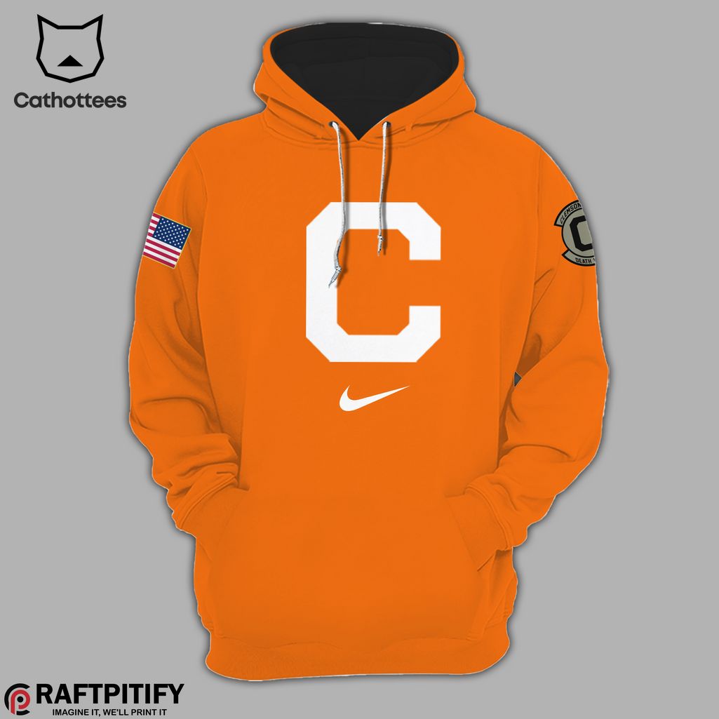Clemson Tigers Nike Logo Full Orange Design 3D Hoodie Longpant Cap Set