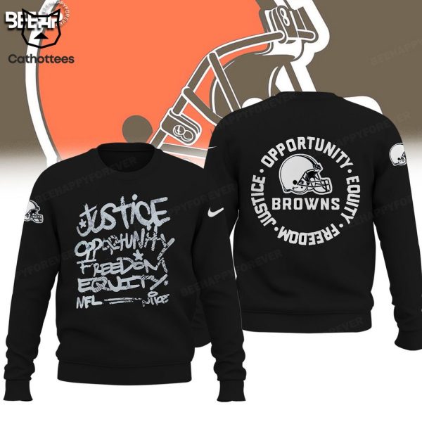 Cleveland Browns Justice Opportunity Equity Freedom Black Nike Logo Design 3D Hoodie