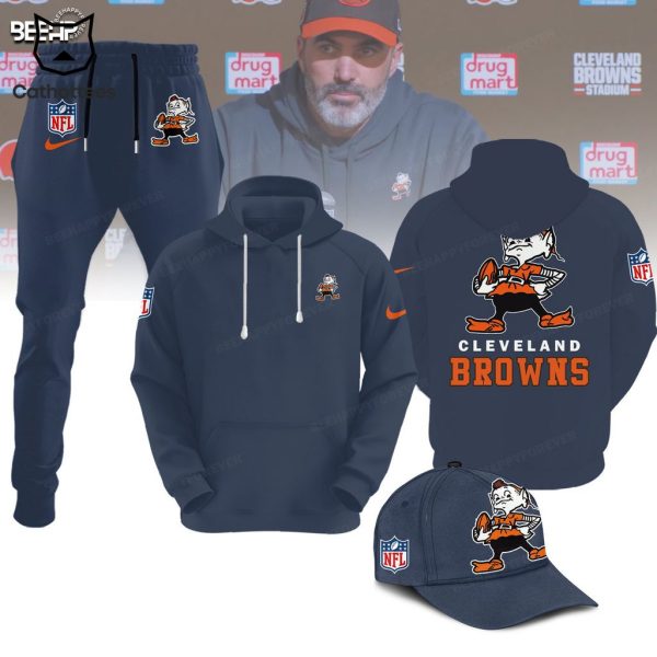 Cleveland Browns Mascot NFL Blue Design Hoodie Longpant Cap Set