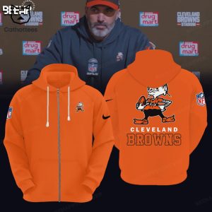 Cleveland Browns Mascot NFL Orange Design Hoodie Longpant Cap Set