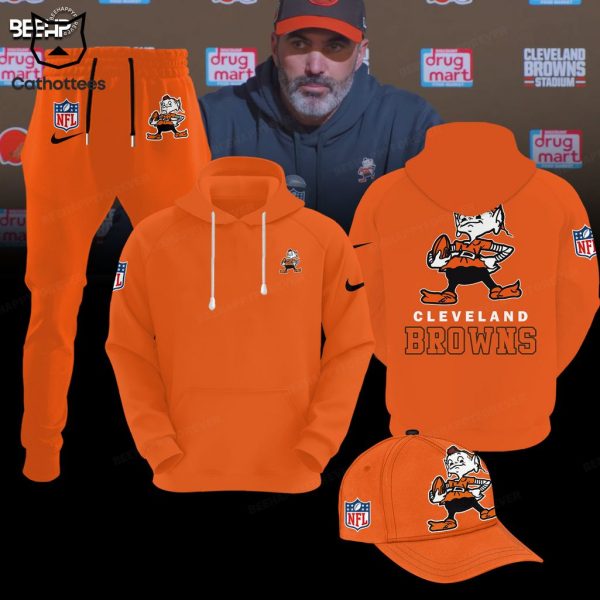 Cleveland Browns Mascot NFL Orange Design Hoodie Longpant Cap Set