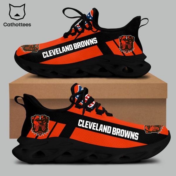 Cleveland Browns Orange Black Mascot Design Max Soul Shoes