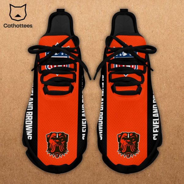 Cleveland Browns Orange Black Mascot Design Max Soul Shoes