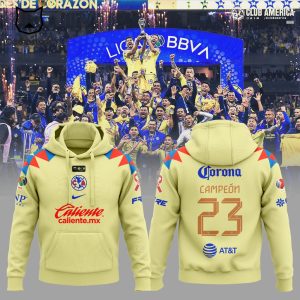 Club America Campeon 2023 Yellow Corona Design 3D Hoodie