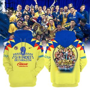 Club America Campeon Caliente.mx Nike Logo Gr4ndes Yellow Design 3D Hoodie