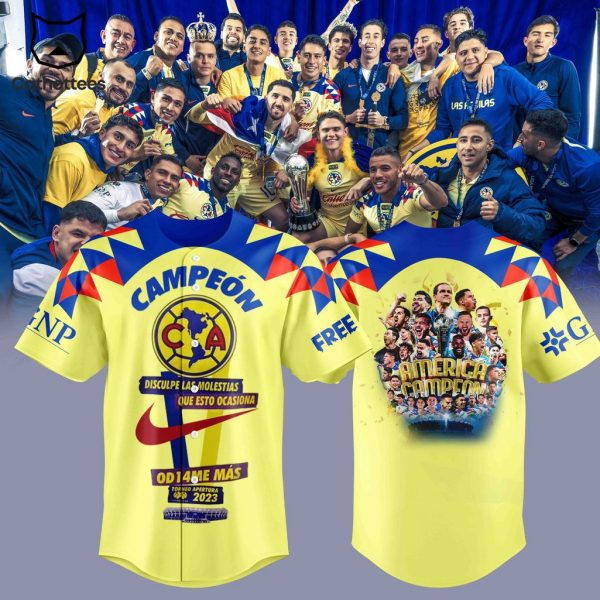 Club America Champions Yellow Nike Logo Design Baseball Jersey