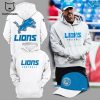 Detroit Lions 90 Seasons White NFL Logo Design 3D Hoodie Longpant Cap Set