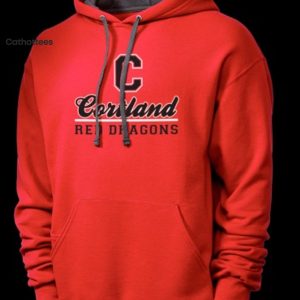 Cortland Red Dragons Logo Full Red Design 3D Hoodie