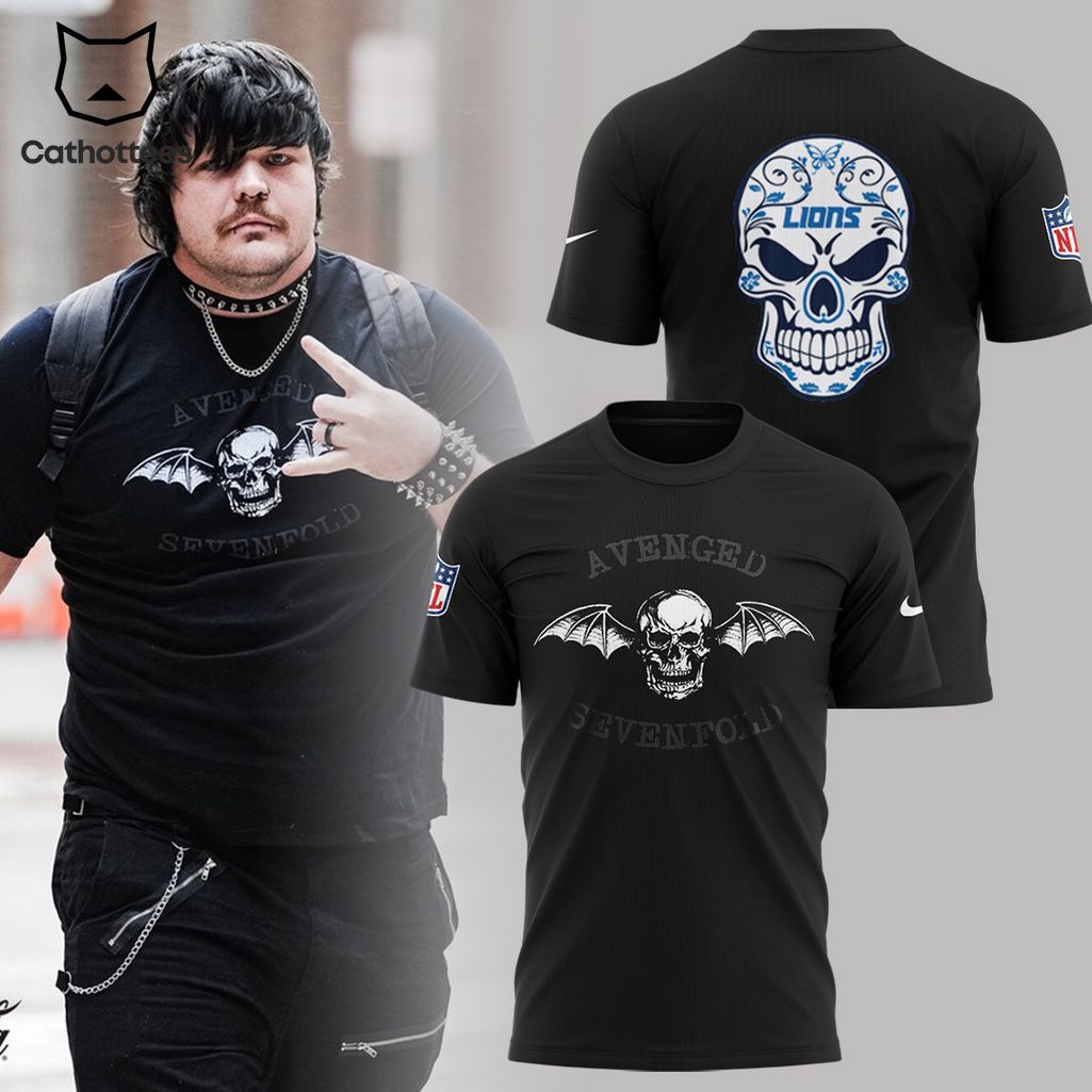 Detroit Lions Football Graham Glasgow's Skull Black Design 3D T-Shirt