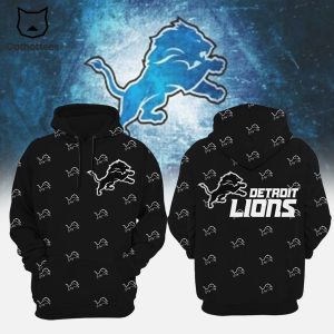 Detroit Lions Football Mascot Black Design 3D Hoodie