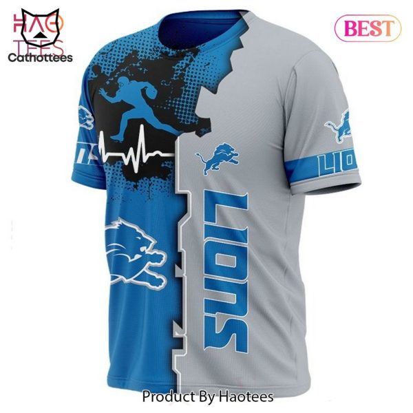 Detroit Lions Football Mix Color Mascot Design 3D T-Shirt