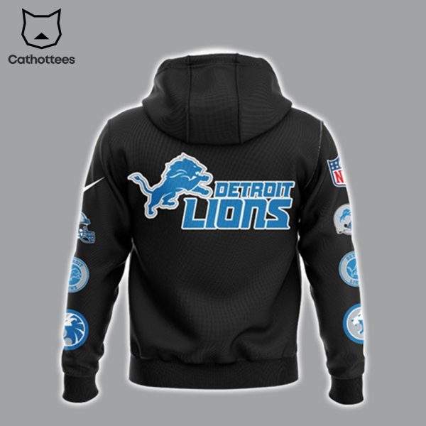 Detroit Lions Football NFL Logo Full Black Design Hoodie Longpant Cap Set