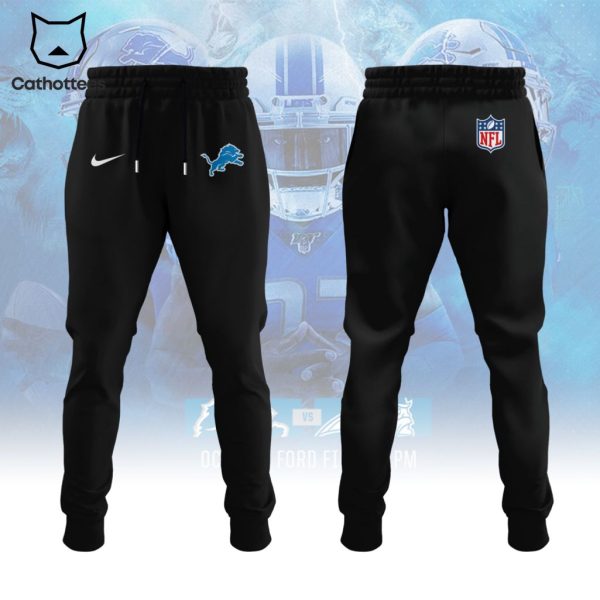 Detroit Lions Football NFL Logo Full Black Design Hoodie Longpant Cap Set