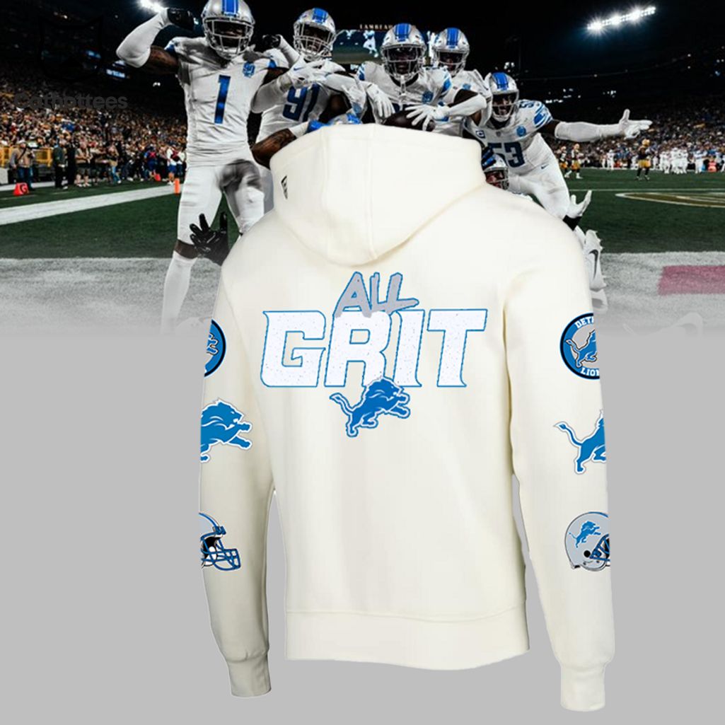 Detroit Lions Football White All Grit Mascot Design 3D Hoodie Longpant Cap Set
