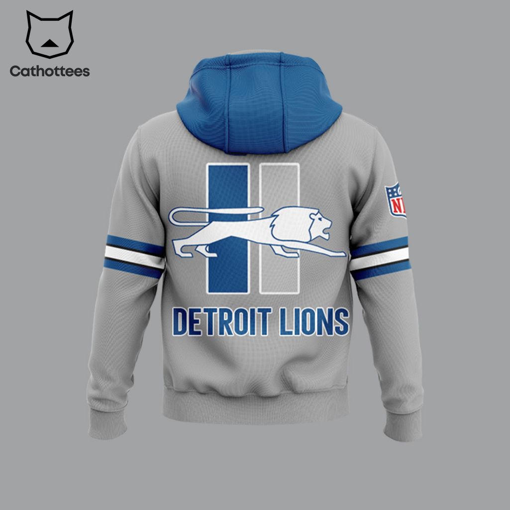 Detroit Lions Limited Edition Throwback Gray NFL Logo Design 3D Hoodie Longpant Cap Set