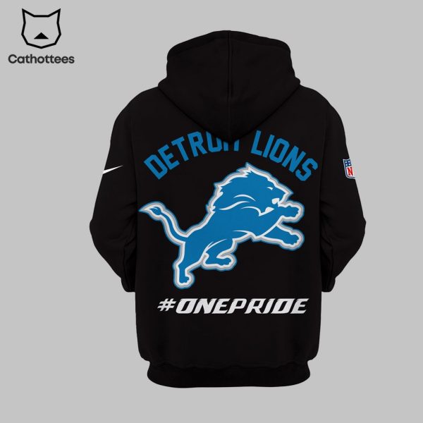 Detroit Lions OnePride Nike Logo Black Design 3D Hoodie Longpant Cap Set
