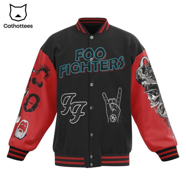 Foo Fighters Skull Black Red Design Baseball Jacket